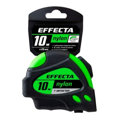 Рулетка Effecta Nylon 10м/25 мм с магнитом, автостопом, лентой нейлон 581025 в Твери