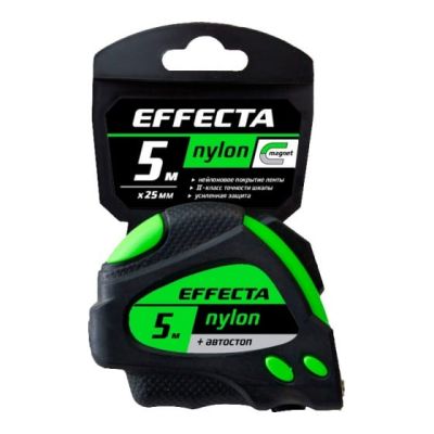 Рулетка Effecta Nylon  5м/25 мм с магнитом, автостопом, лентой нейлон 580525 в Твери
