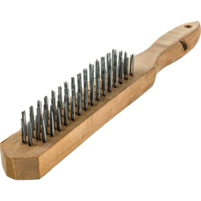 Щетка проволочная, сталь, деревян. рукоятка 4 ряда Hobbi 11-1-004 в Твери