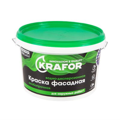 Краска В/Д фасадная 3кг (1) Krafor (салат) в Твери