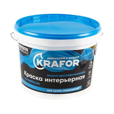 Краска В/Д интер супербелая 14кг (1) Krafor (син) в Твери